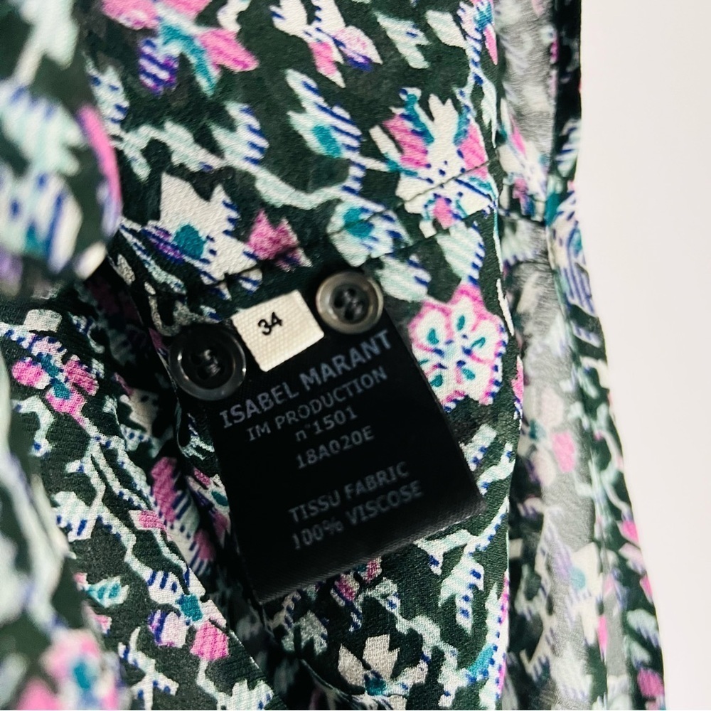 Isabel Marant Multicolor Floral Blouse long sleeve button front size 34 - Picture 3 of 6